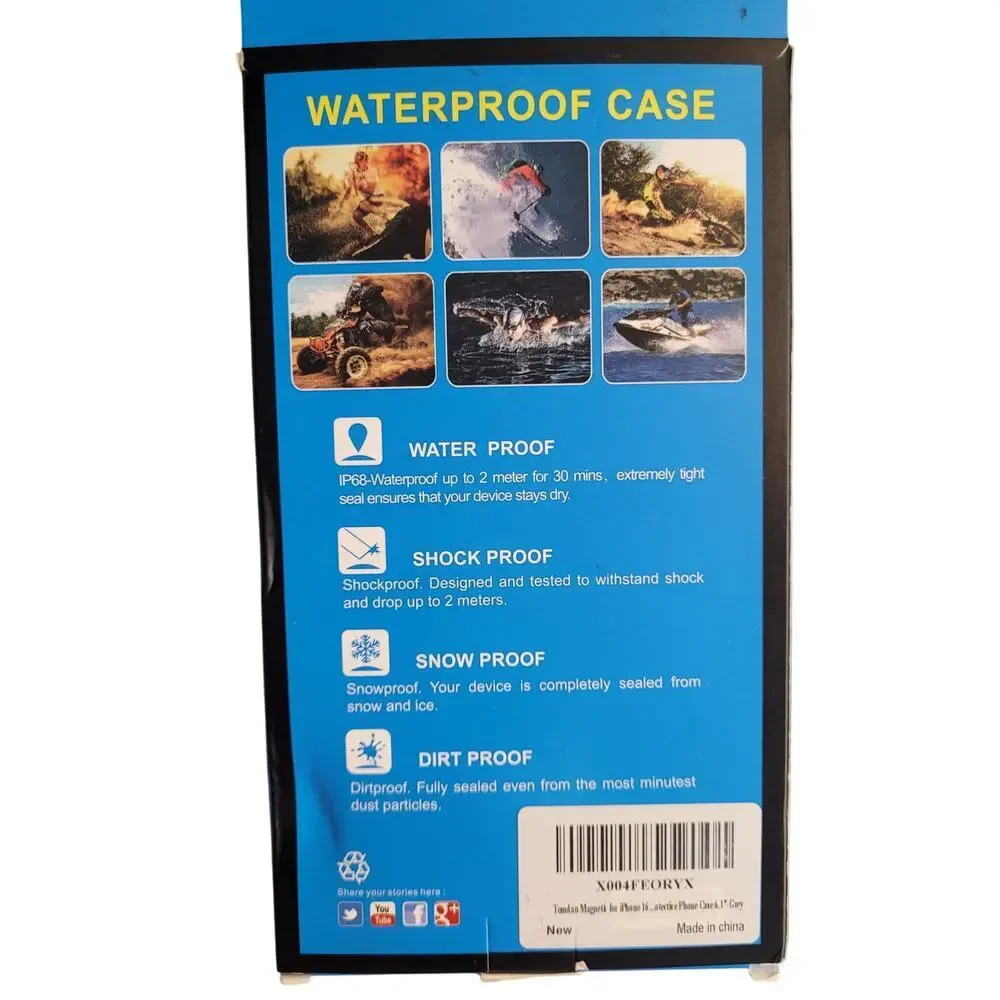 Temdan Magnetic Phone case IphonePro 360 Kickstand Waterproof Gray/Blk - Picture 8 of 8